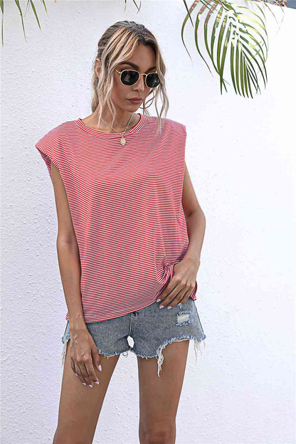 Round Neck Cap Sleeve Tee