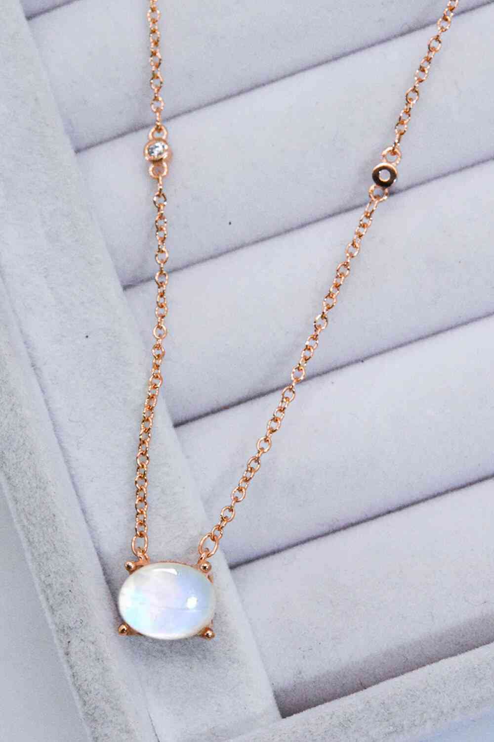 Geometric Moonstone Pendant Necklace