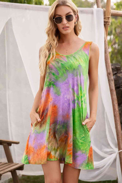 Robe sans manches tie-dye avec poches