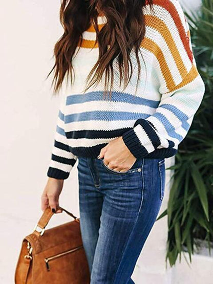 Striped Round Neck Knit Top