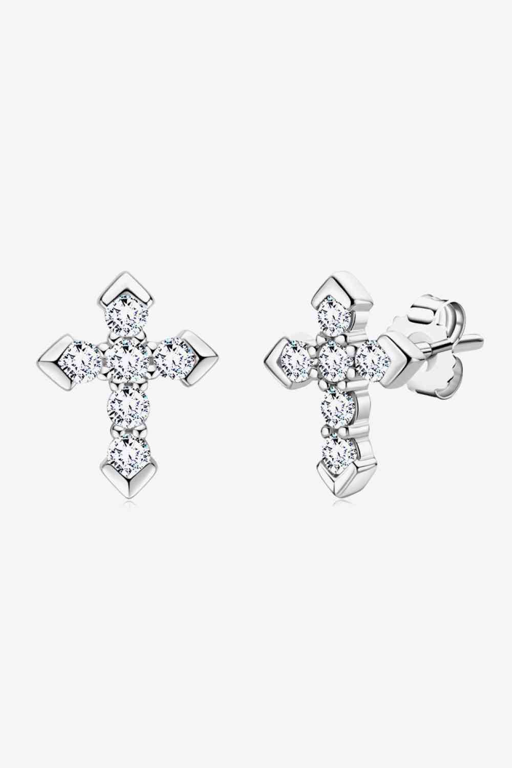 Boucles d'oreilles à tige en forme de croix moissanite