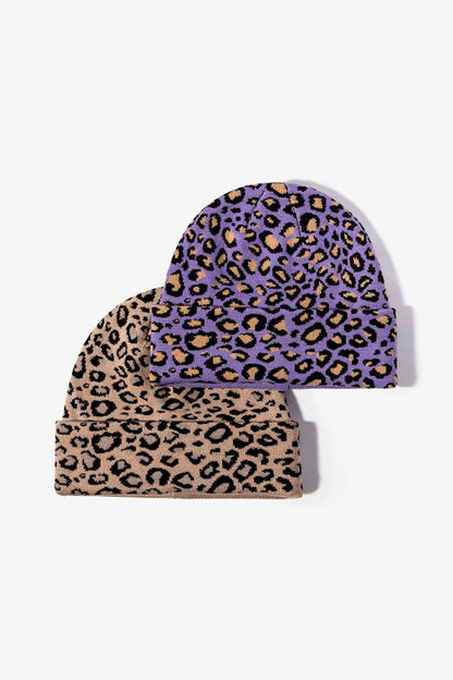 Gorro con puños y estampado de leopardo