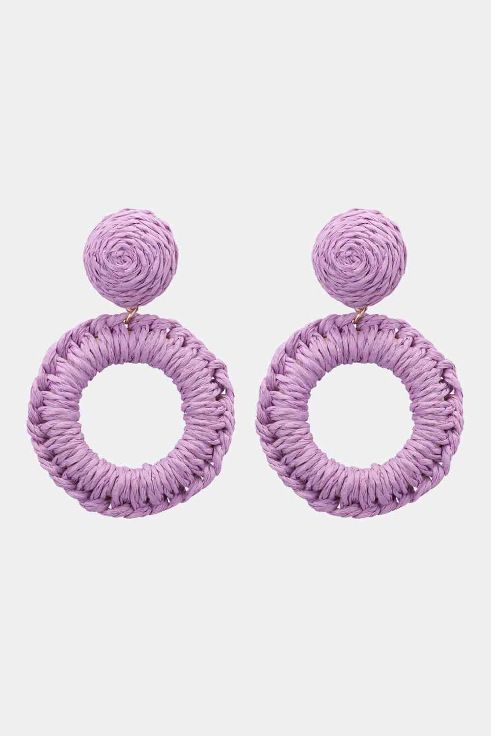 Boucles d'oreilles pendantes en forme d'herbe de raphia de forme ronde