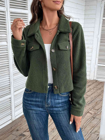 Chaqueta delantera con botones y cuello con cuello