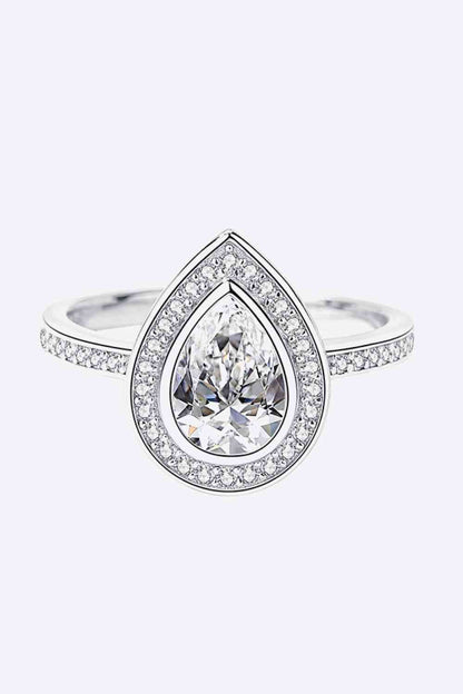 Bague moissanite en argent sterling 925 en forme de larme