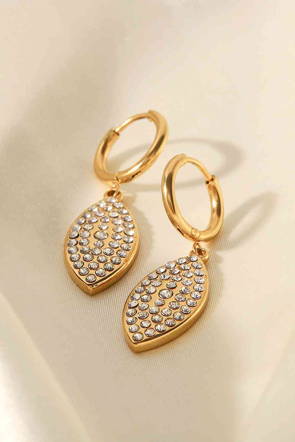 Boucles d'oreilles pendantes en forme de feuille de strass incrustées