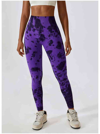 Leggings activos con cintura ancha y efecto teñido anudado