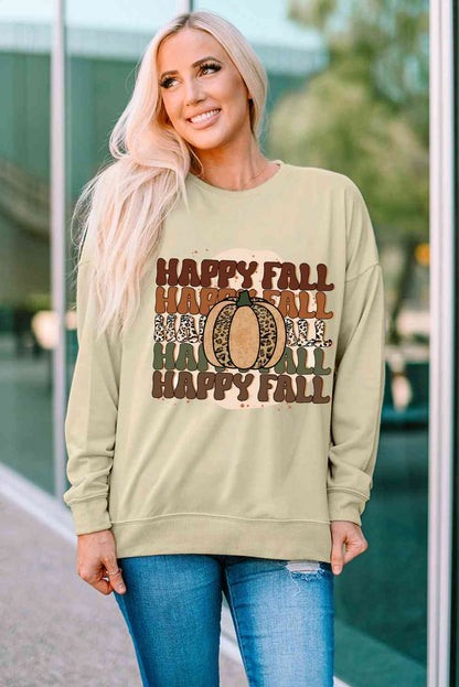 HAPPY FALL Sudadera con hombros caídos y calabaza