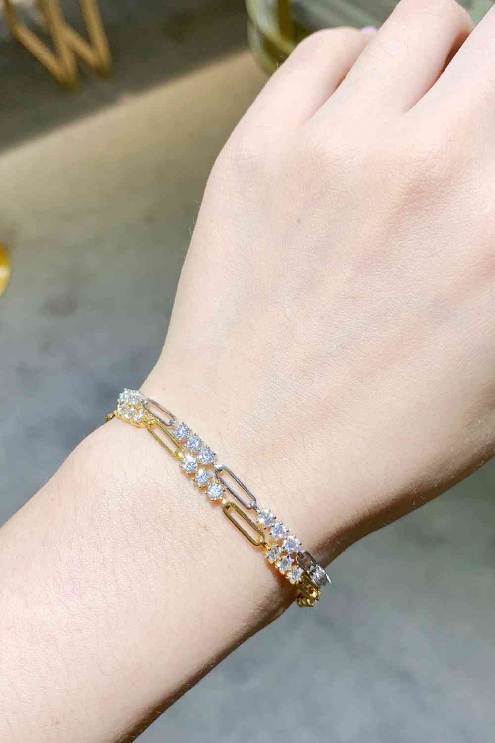 Pulsera de plata de ley 925 con moissanita de 1,8 quilates