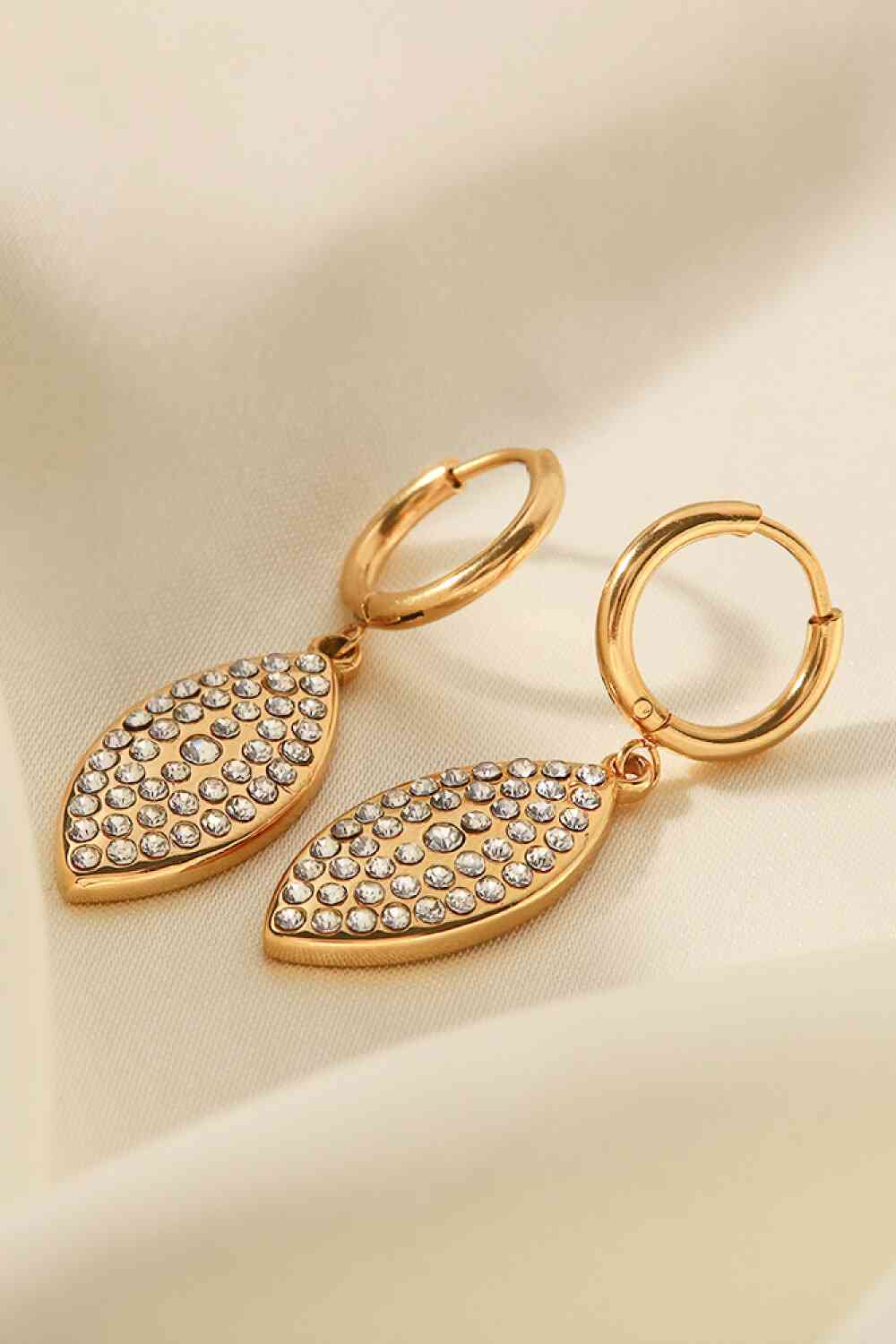 Boucles d'oreilles pendantes en forme de feuille de strass incrustées