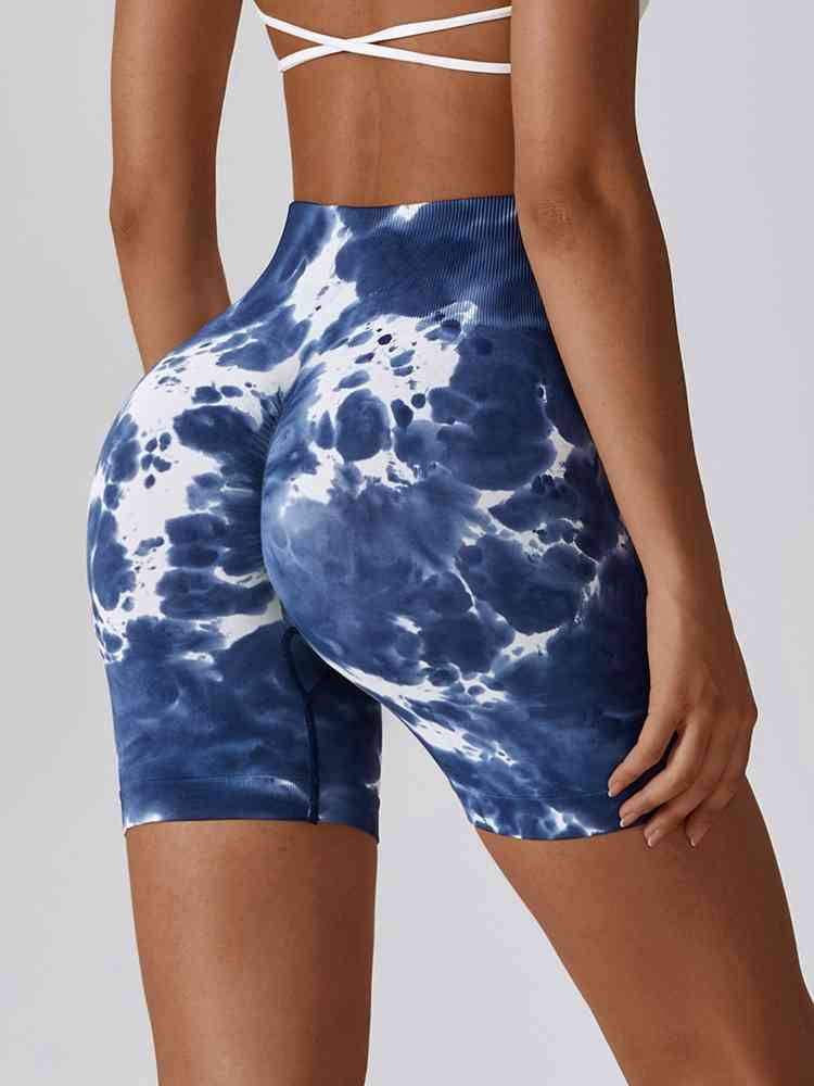 Short de sport coupe slim à large ceinture tie-dye