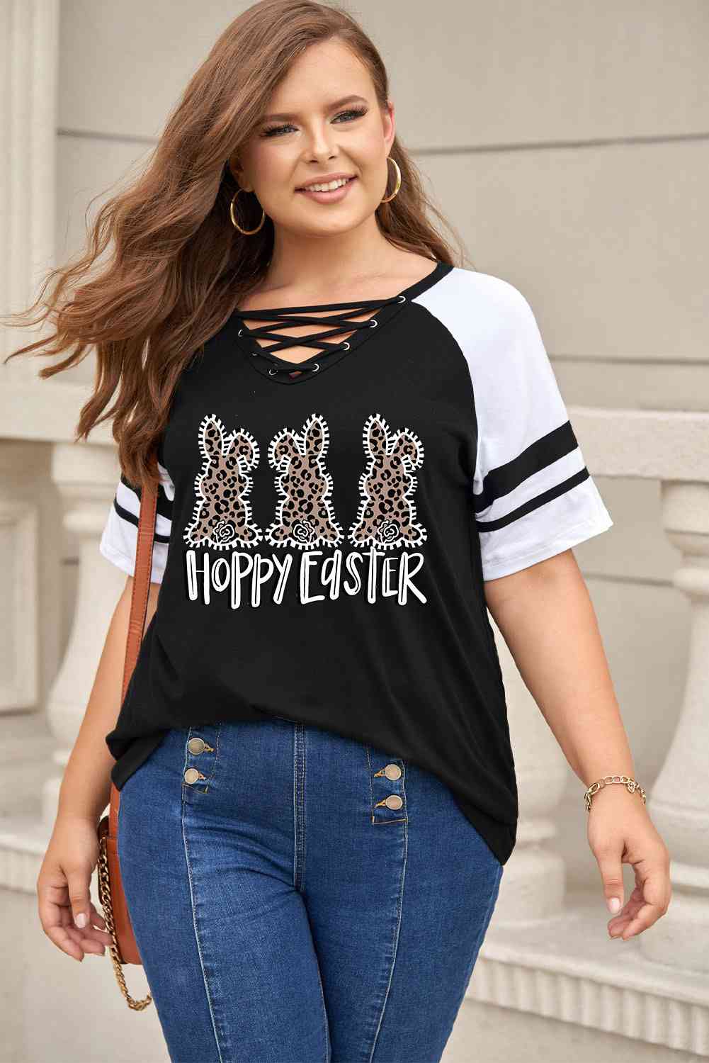 T-Shirt Croisé Rayé HOPPY EASTER Grande Taille