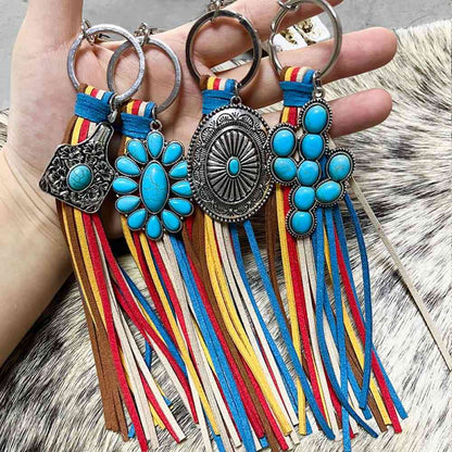 Porte-clés turquoise avec pompon