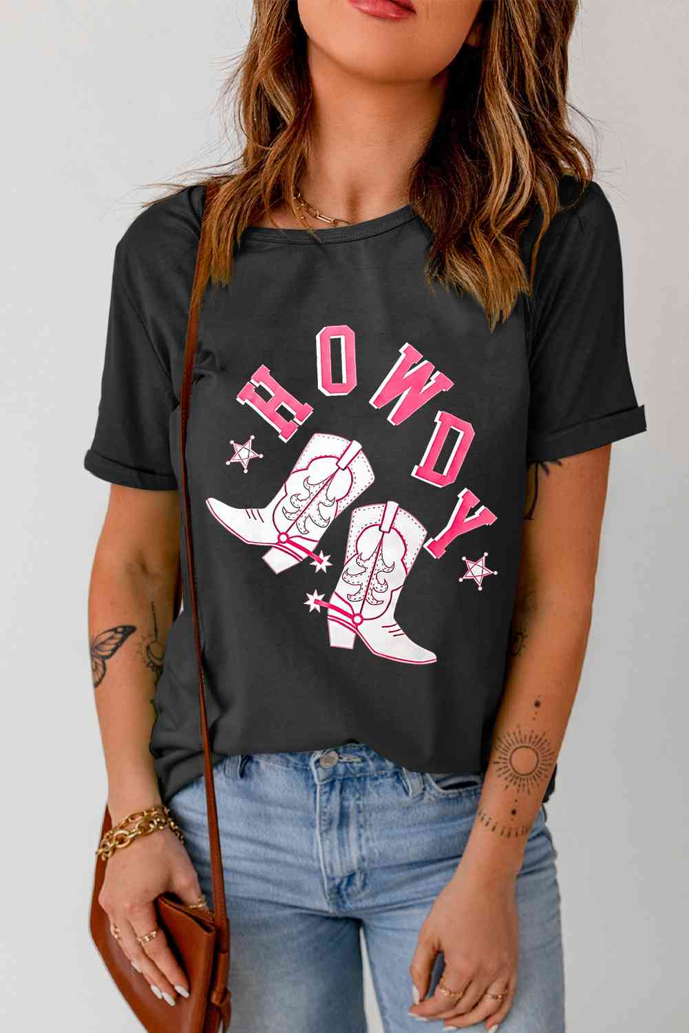 Camiseta con gráfico de botas de vaquero HOWDY