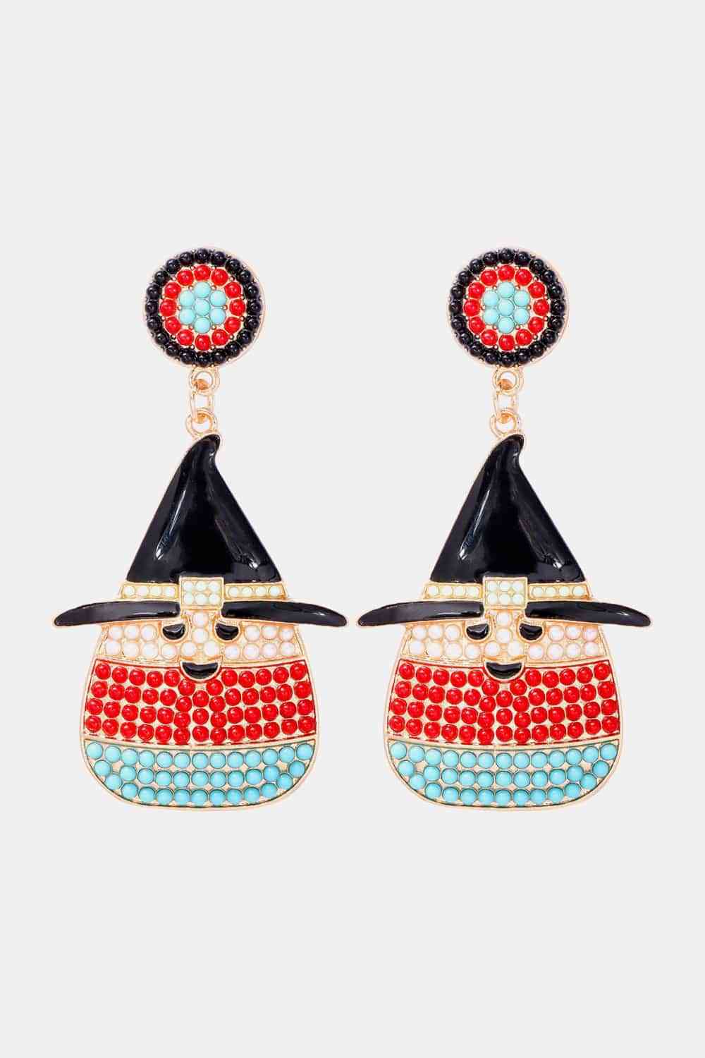 Boucles d'oreilles pendantes en perles synthétiques en forme de chapeau de sorcière