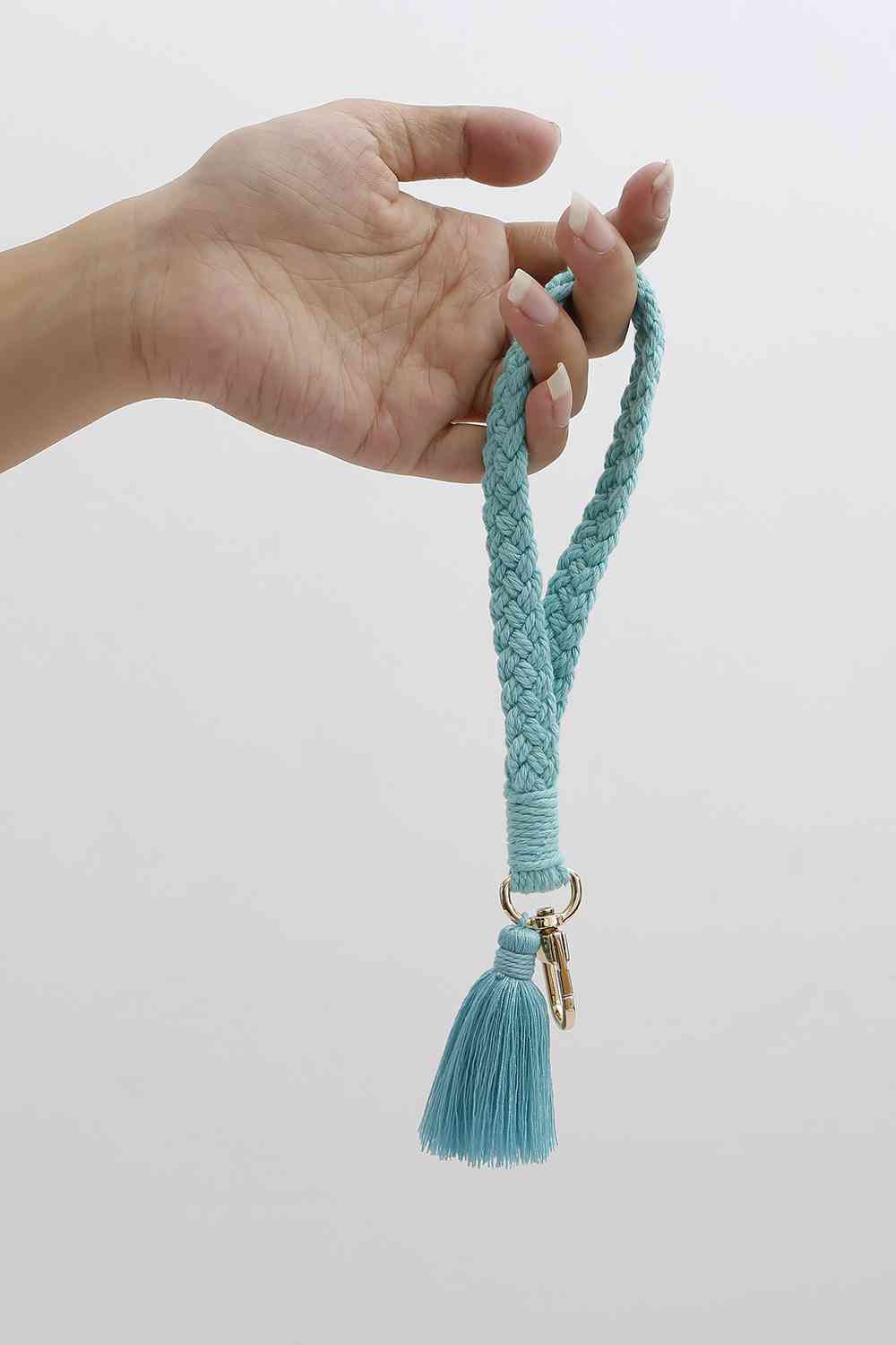 Porte-clés à fermeture en alliage de pompon en coton