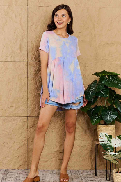 Heimish In The Mix - Haut babydoll à imprimé tie-dye pleine taille