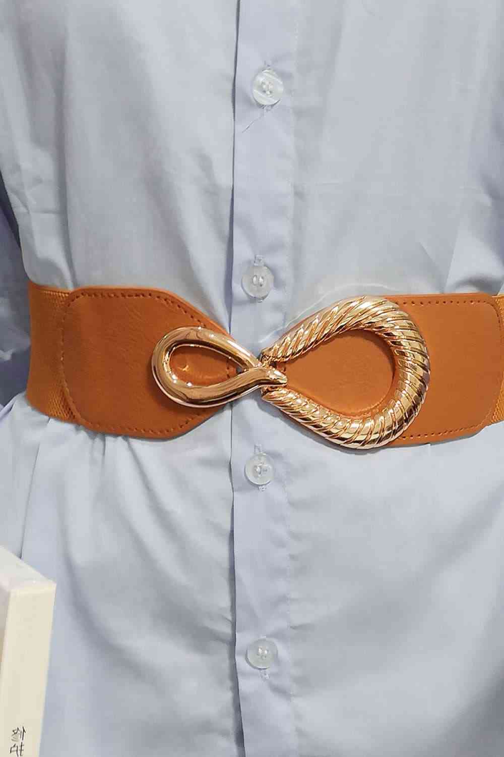 Ceinture élastique à boucle en alliage côtelé