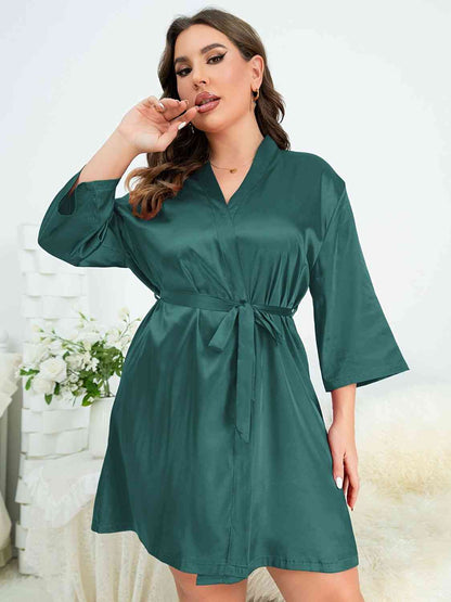 Peignoir Surplis avec Lien à la Taille de Grande Taille