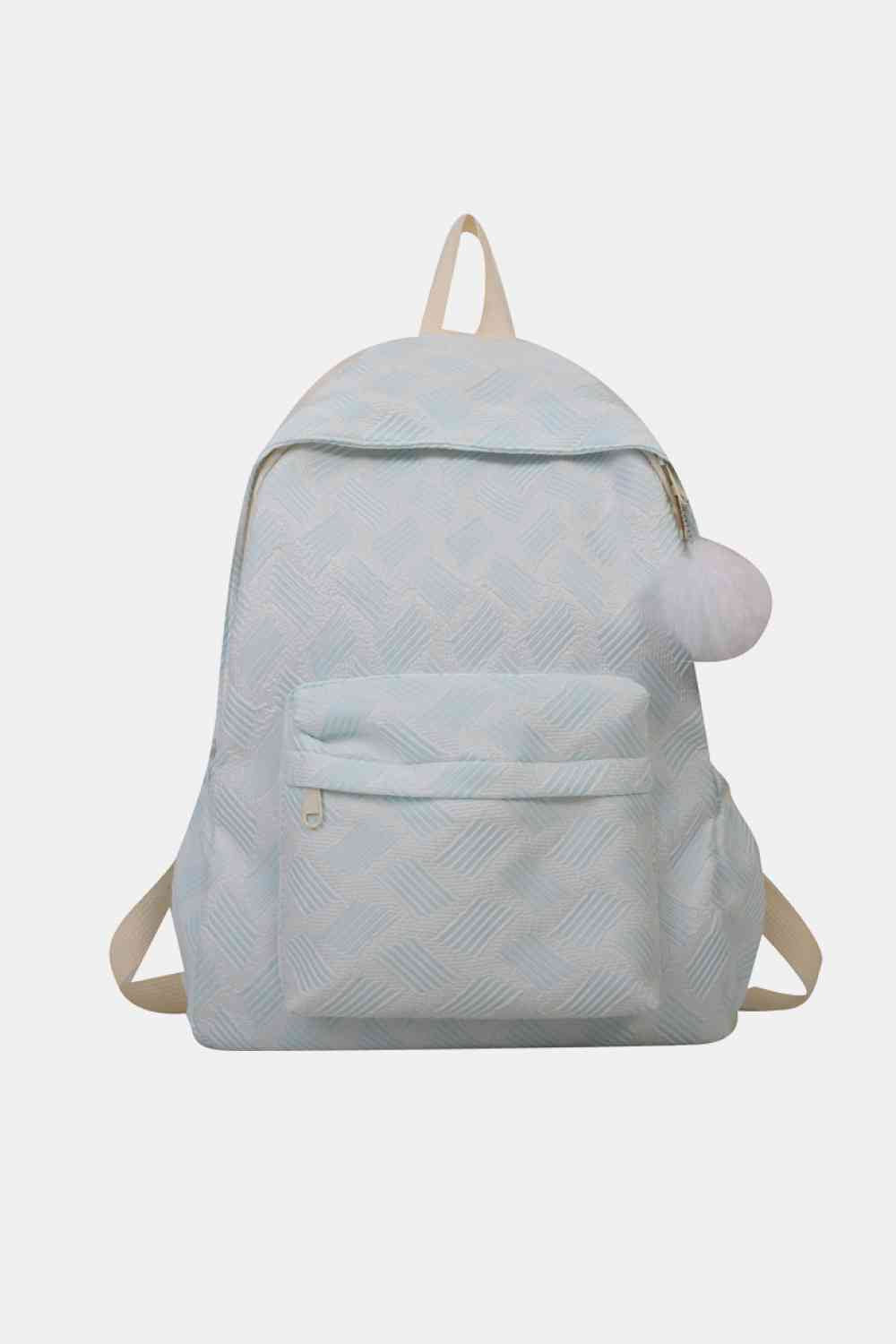 Printed Polyester Large Backpack (Fluffy Ball Included)