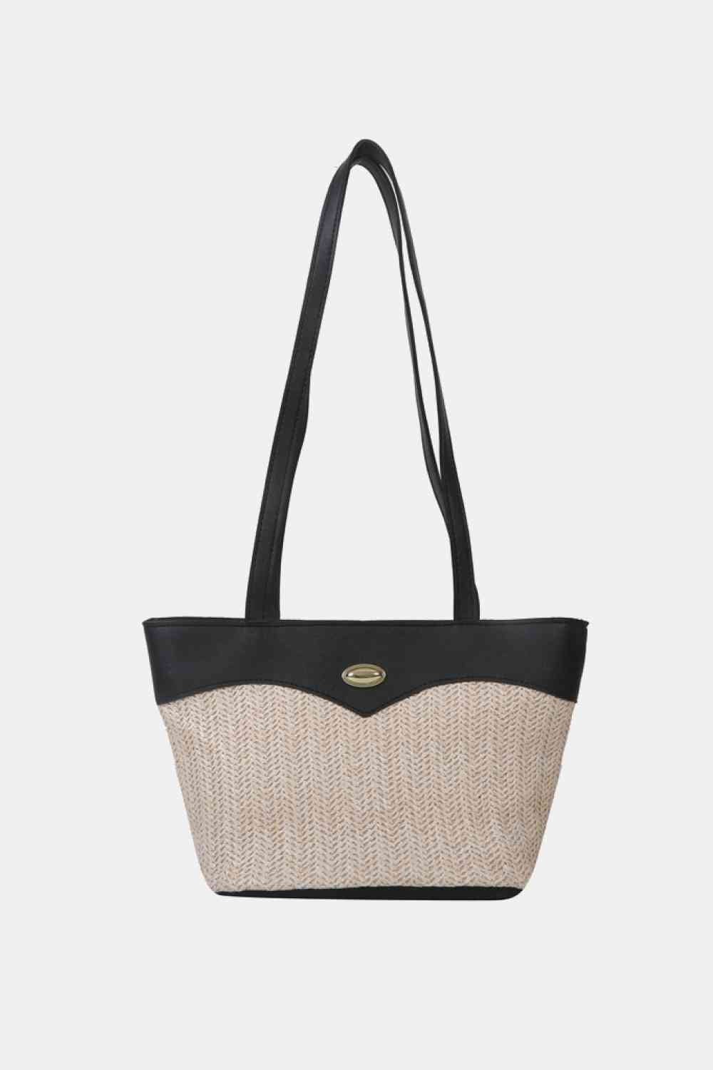 Sac fourre-tout en PU en paille bicolore