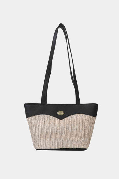 Sac fourre-tout en PU en paille bicolore