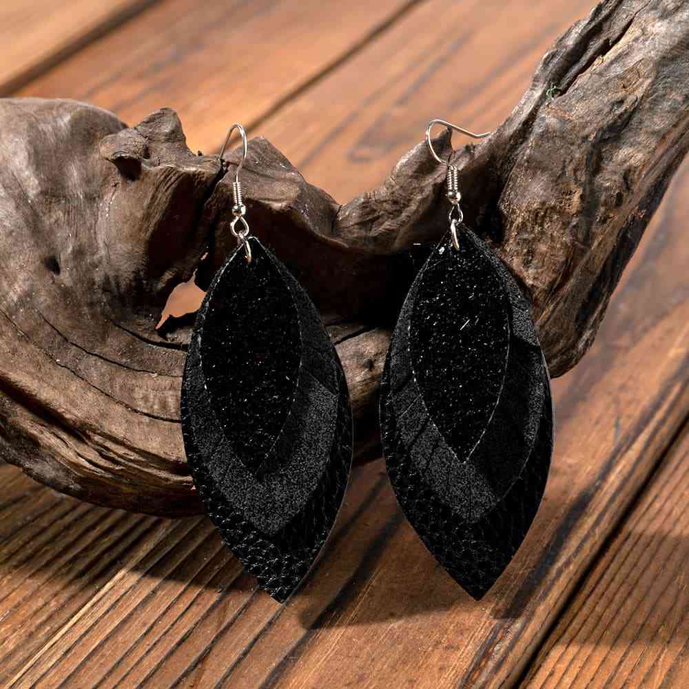 Boucles d'oreilles pendantes en cuir PU