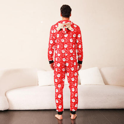 Santa Print Hooded Jumpsuit