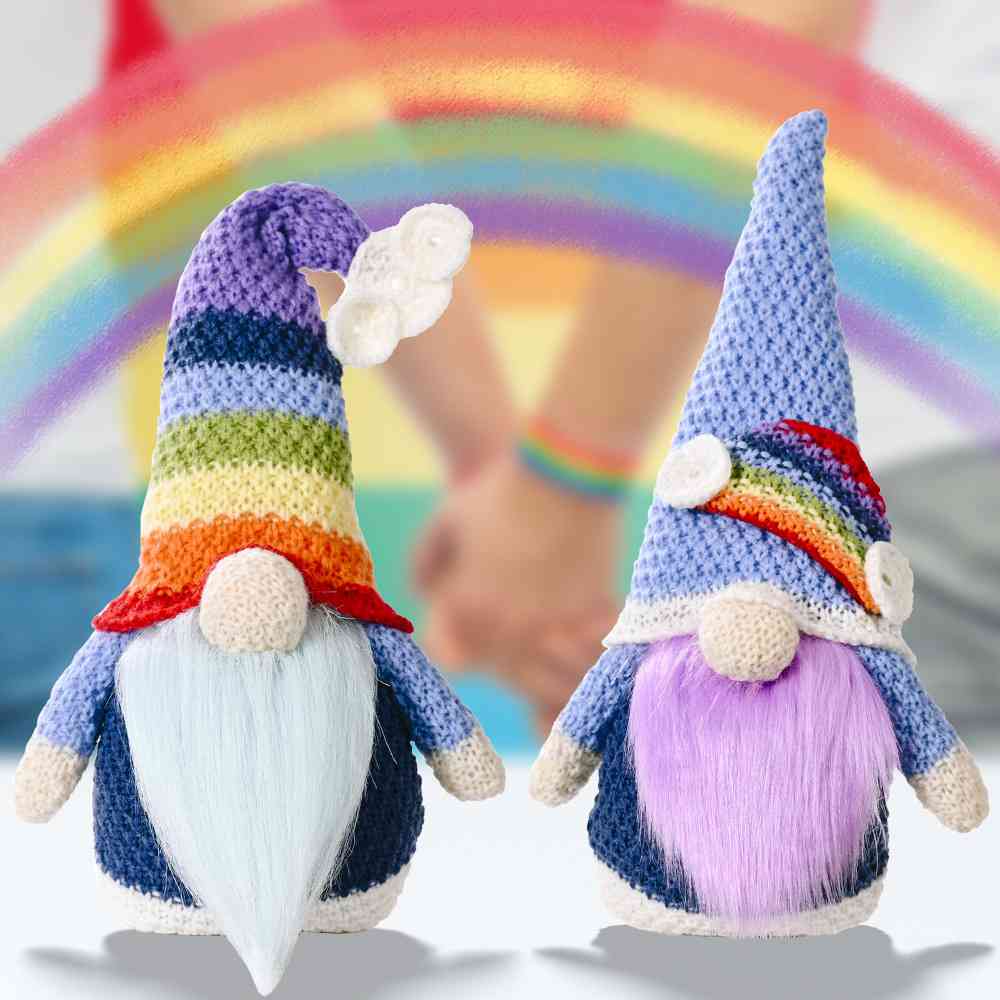 Gnomes à rayures arc-en-ciel en deux pièces