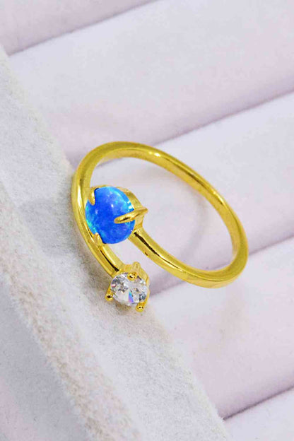 Opal and Zircon Open Ring