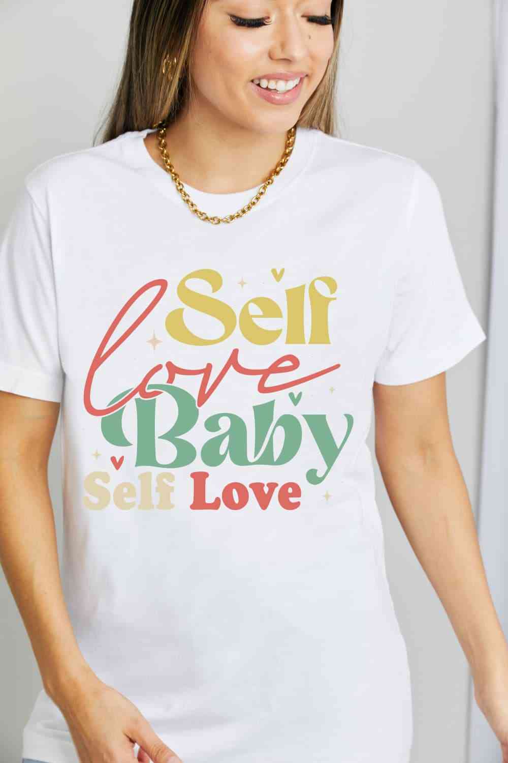 Camiseta de algodón con gráfico SELF LOVE BABY SELF LOVE de Simply Love