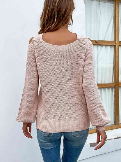 Crisscross Cold-Shoulder Sweater