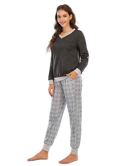 Conjunto top manga larga y pantalón lunares