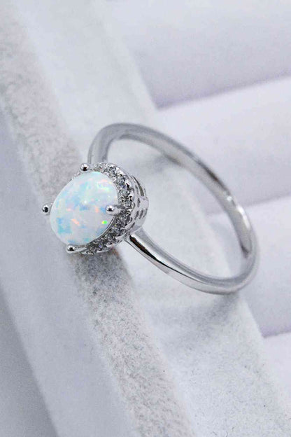 925 Sterling Silver 4-Prong Opal Ring