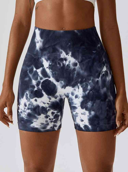 Short de sport coupe slim à large ceinture tie-dye