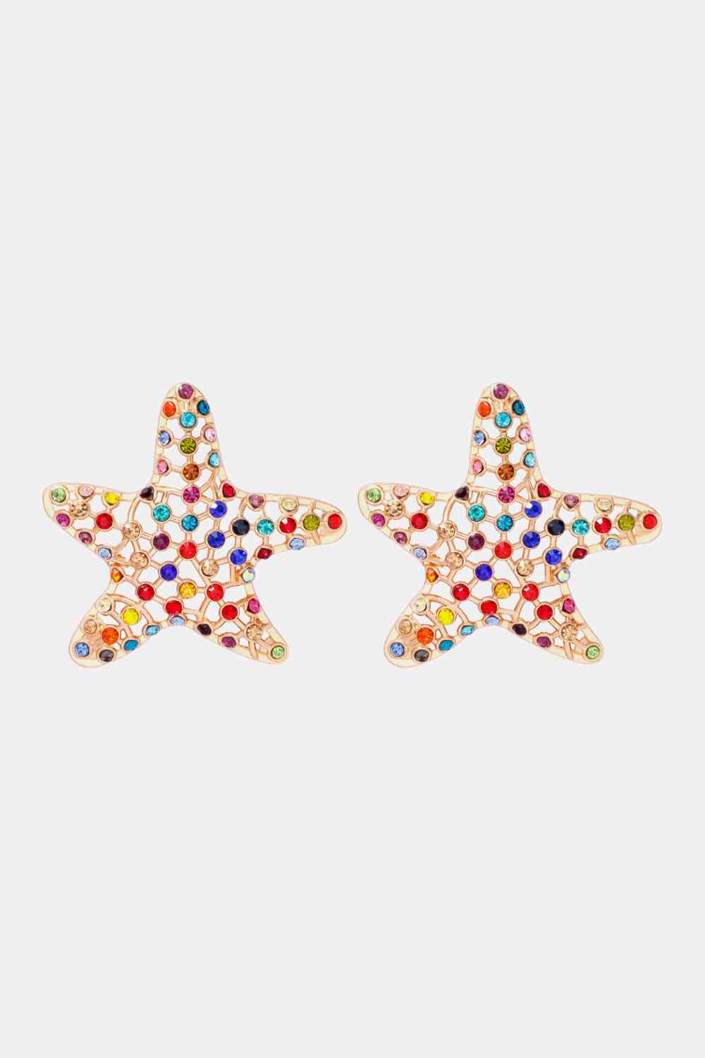 Starfish Zinc Alloy Glass Stone Dangle Earrings