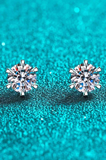 Boucles d'oreilles à tige plaquées rhodium moissanite 1 carat