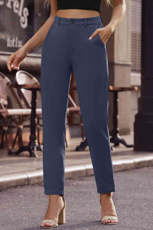 Pantalon droit longueur cheville avec poches