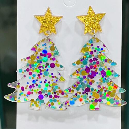 Pendientes colgantes de acrílico con forma de árbol de Navidad