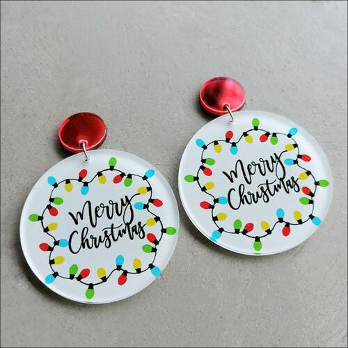 Boucles d'oreilles pendantes en acrylique sur le thème de Noël