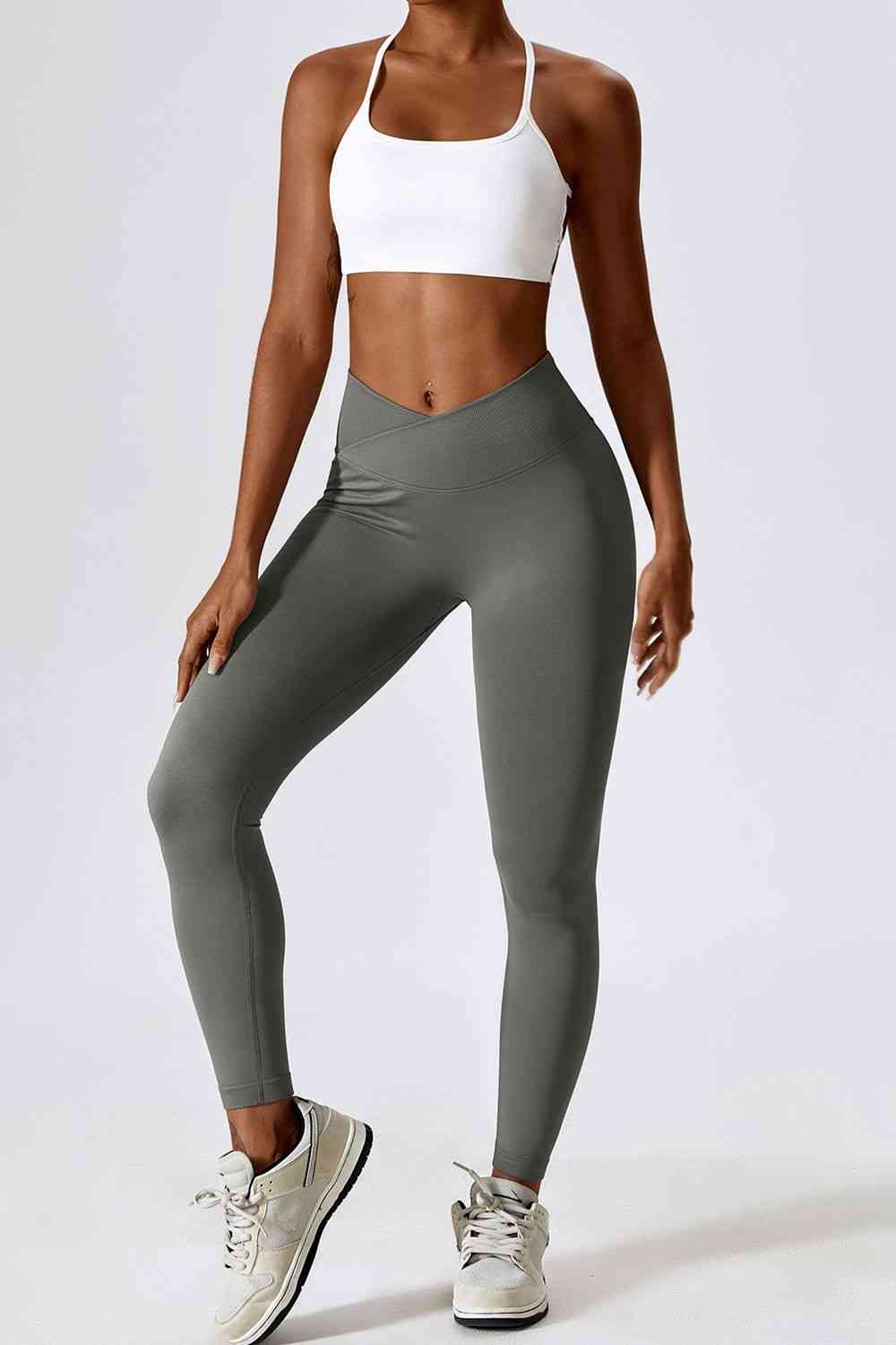 Legging de sport coupe slim à large ceinture