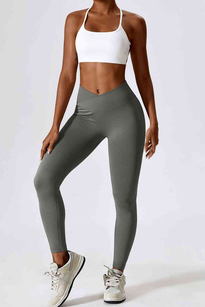 Legging de sport coupe slim à large ceinture