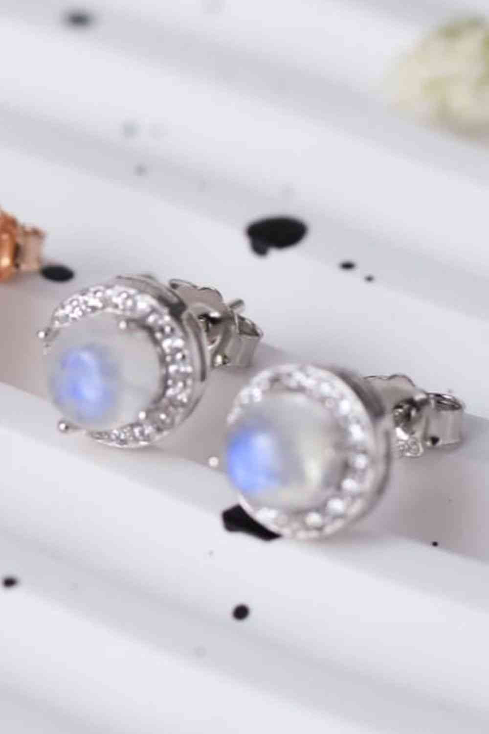 Boucles d'oreilles en argent sterling 925 avec pierre de lune naturelle de haute qualité