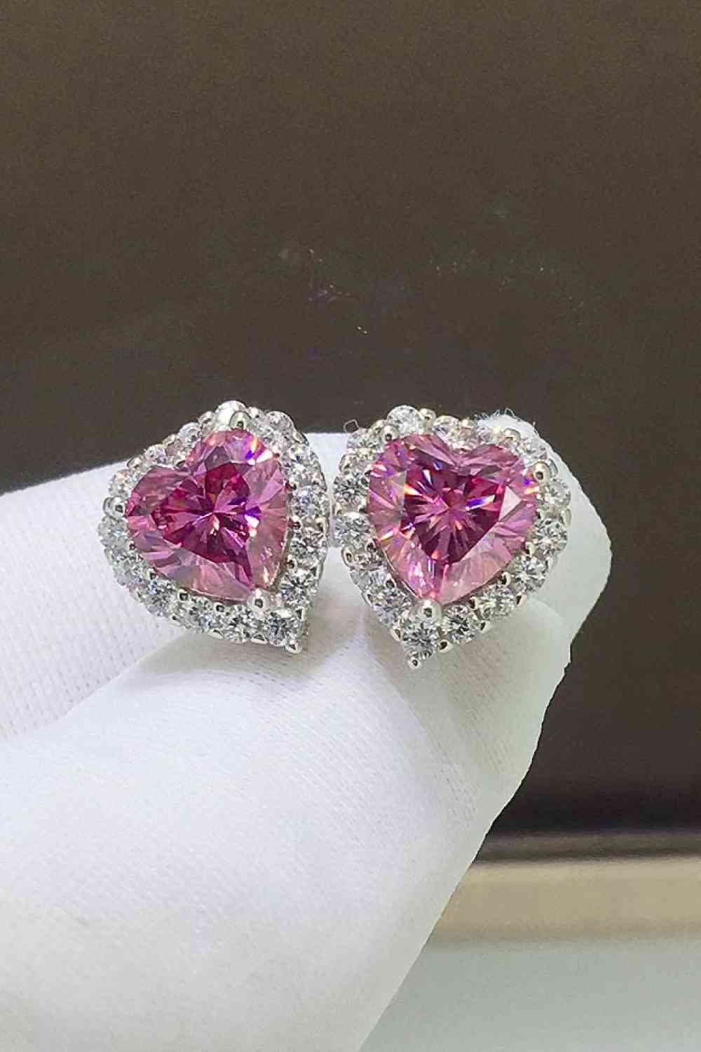 Boucles d'oreilles en forme de cœur moissanite 2 carats