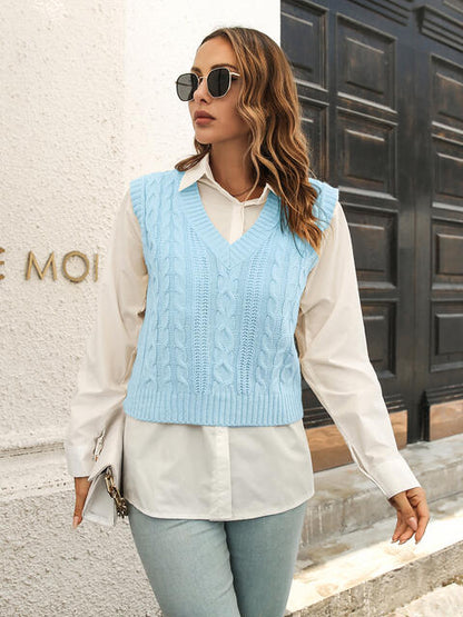 Gilet pull à col en V de style urbain