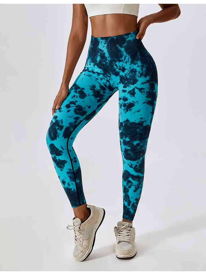 Leggings activos con cintura ancha y efecto teñido anudado