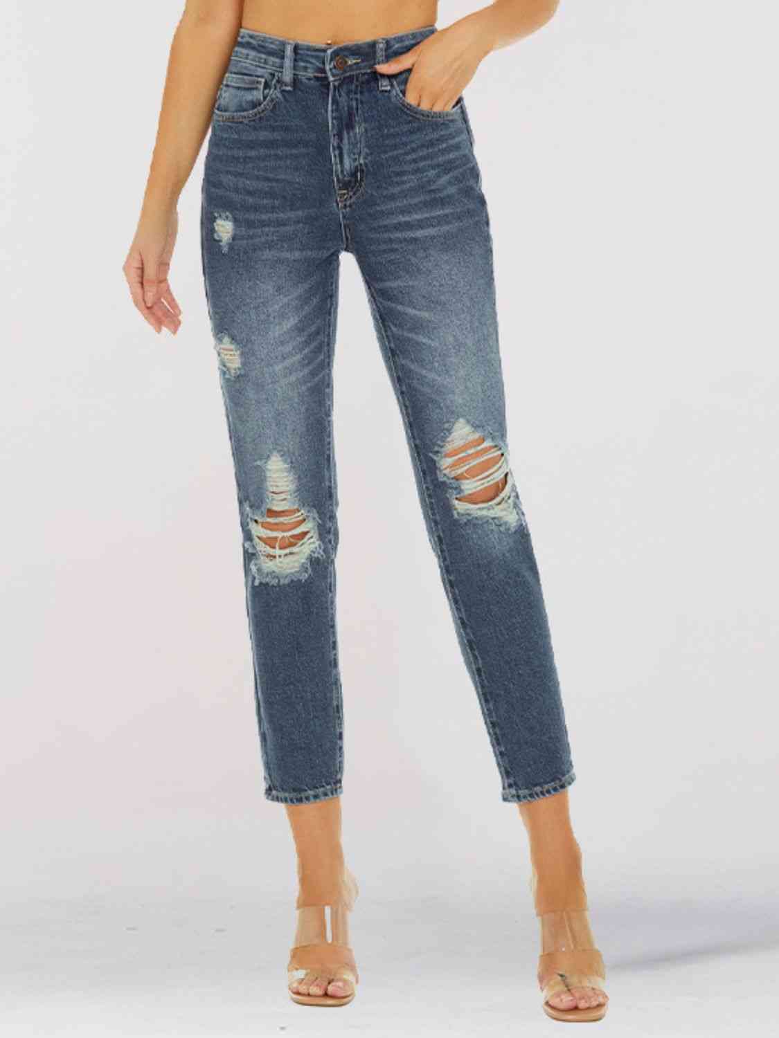 Jean skinny court effet vieilli