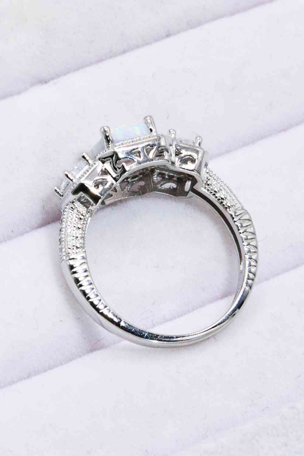 Bague opale carrée en argent sterling 925