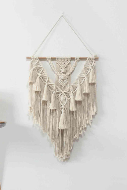 Decoración colgante de pared con flecos de macramé