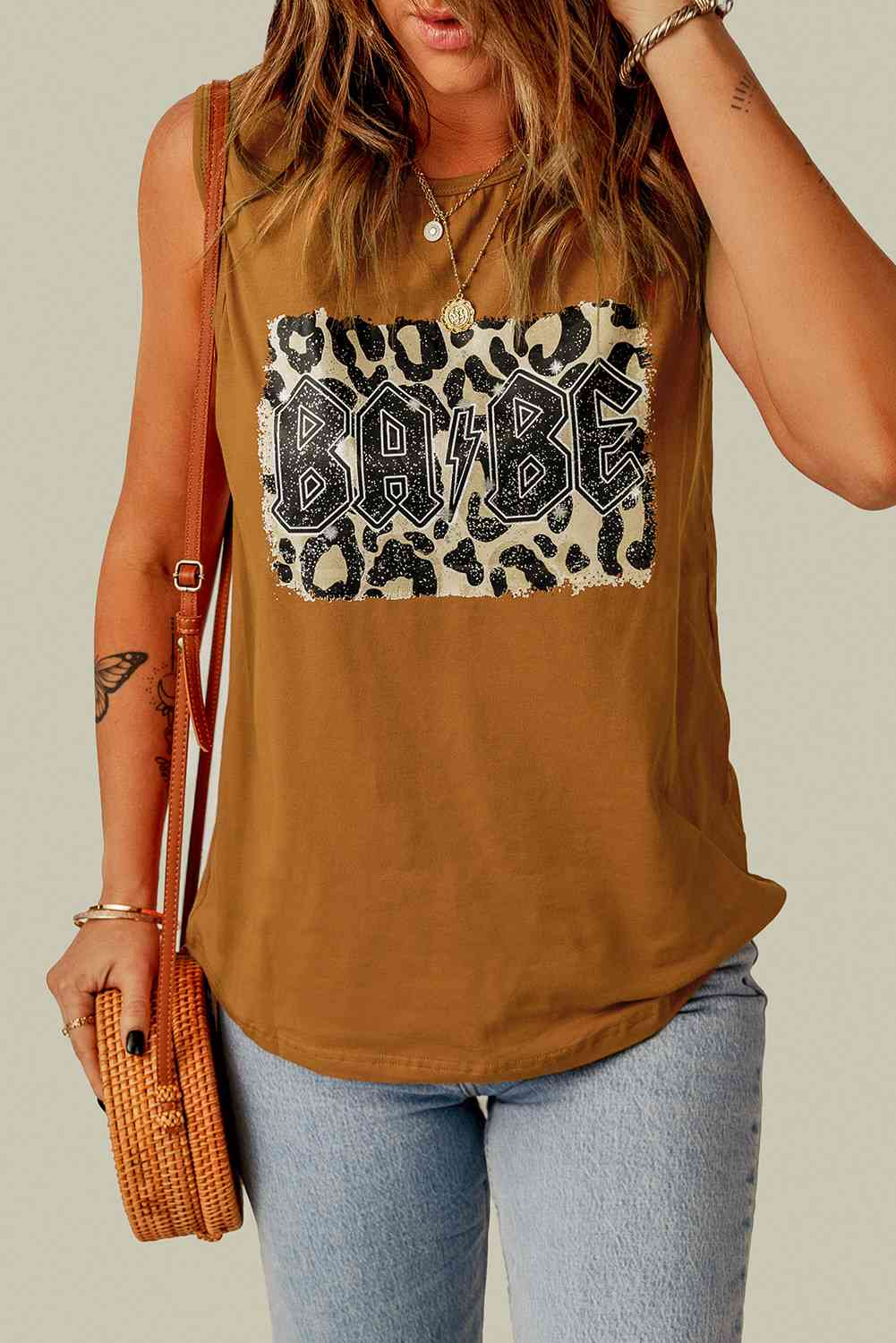 Camiseta sin mangas con estampado de leopardo BABE